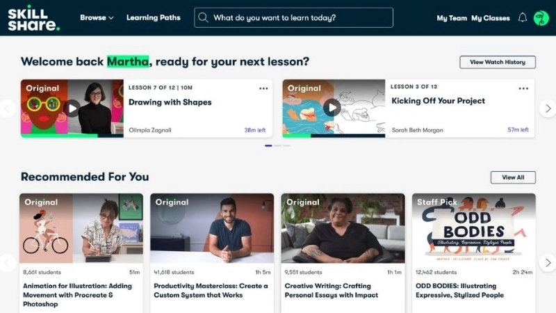 Skillshare là một nền tảng học trực tuyến đa dạng