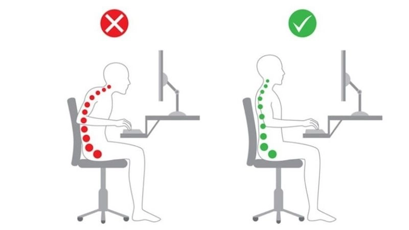 Để giảm áp lực lên vùng vai và cổ, hãy ngồi đúng tư thế