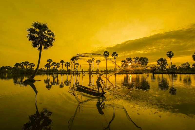 Ảnh An Giang đẹp ghi lại khoảnh khắc bình minh trên sông