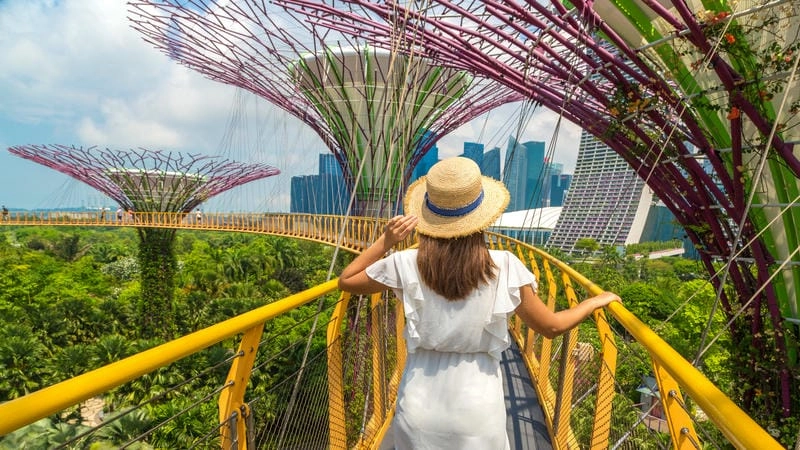 Cầu đi bộ OCBC Skyway tầm nhìn toàn cảnh tuyệt đẹp từ trên cao