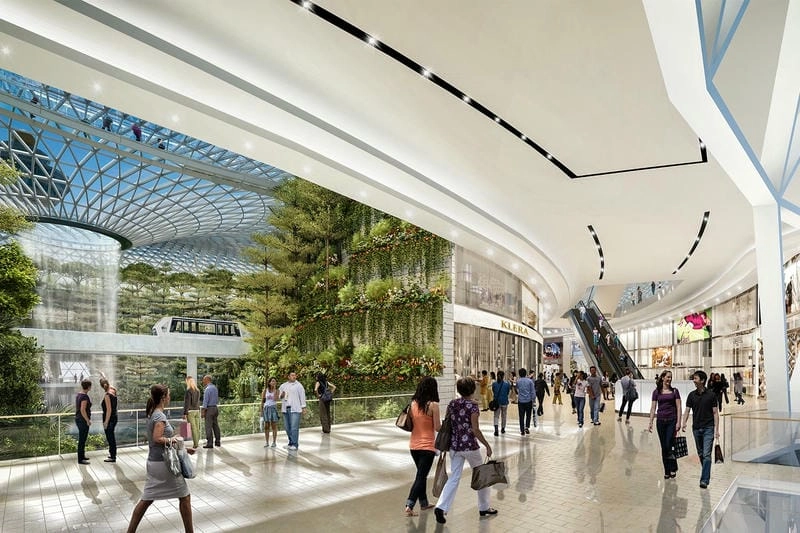 Khung cảnh Jewel Changi ngập tràn ánh sáng tự nhiên vào ban ngày