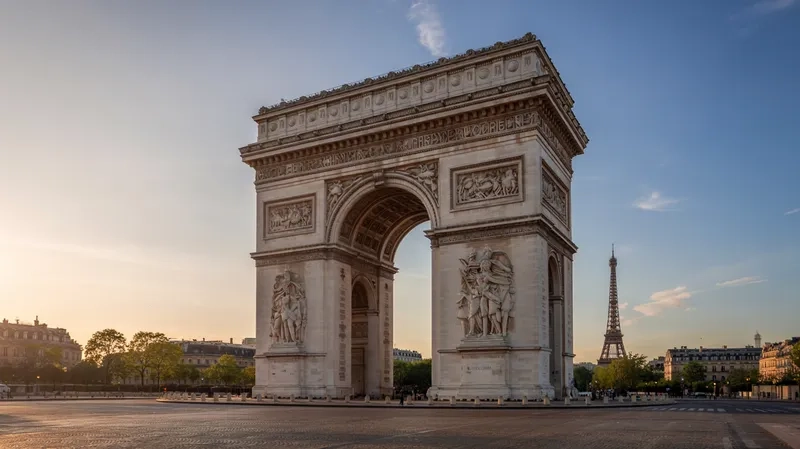 Ngắm Khải Hoàn Môn trong ánh hoàng hôn tuyệt đẹp