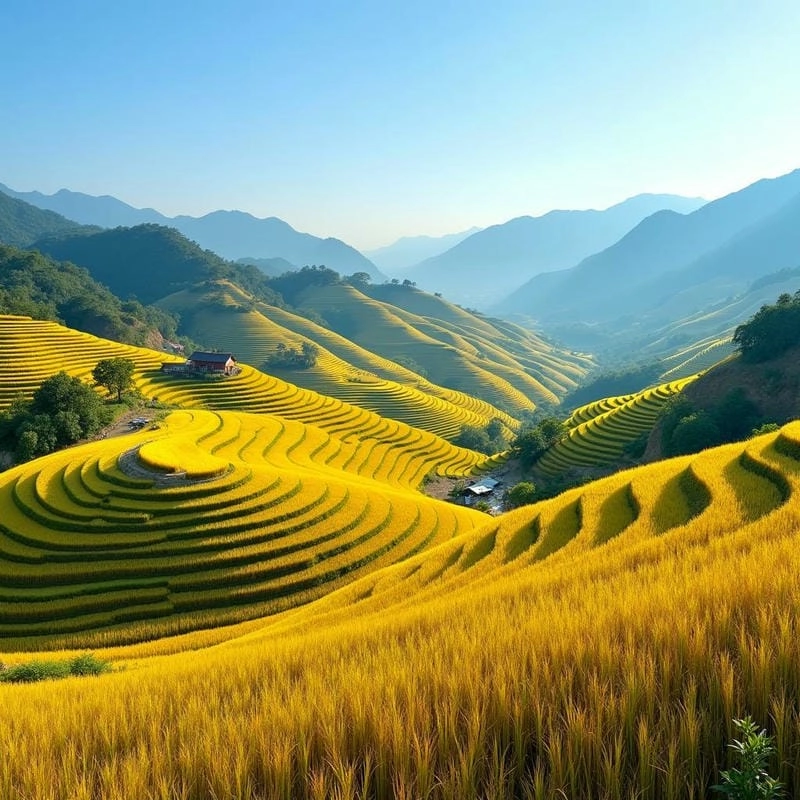 Ảnh lúa chín Tuyên Quang đậm nét thu vàng