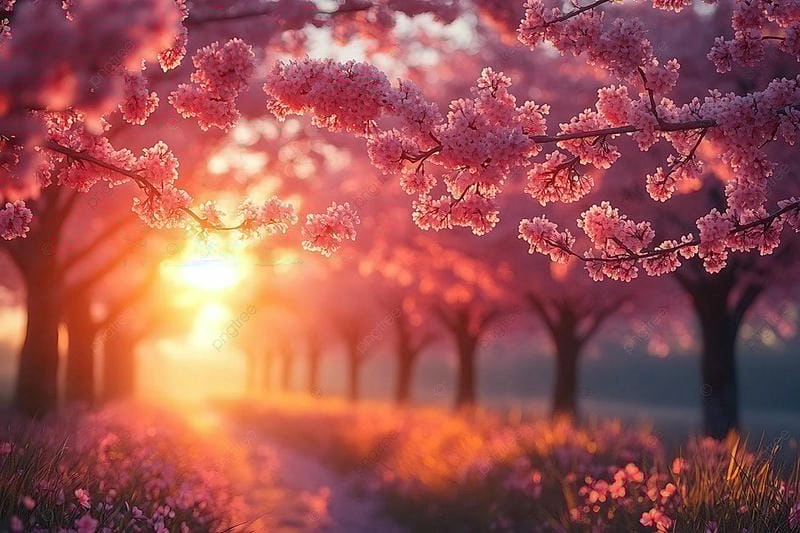 Hoàng hôn Tây Ban Nha lãng mạn bên những cánh hoa anh đào