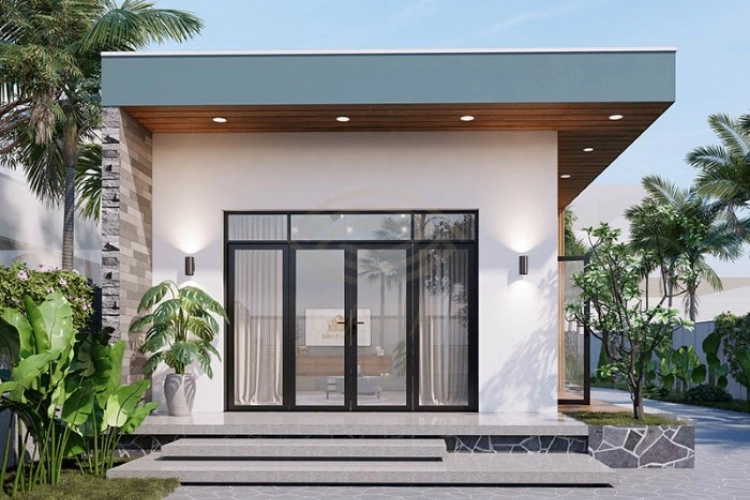 Thơ mộng hoàng hôn nhà cấp bốn nông thôn bên vườn xanh