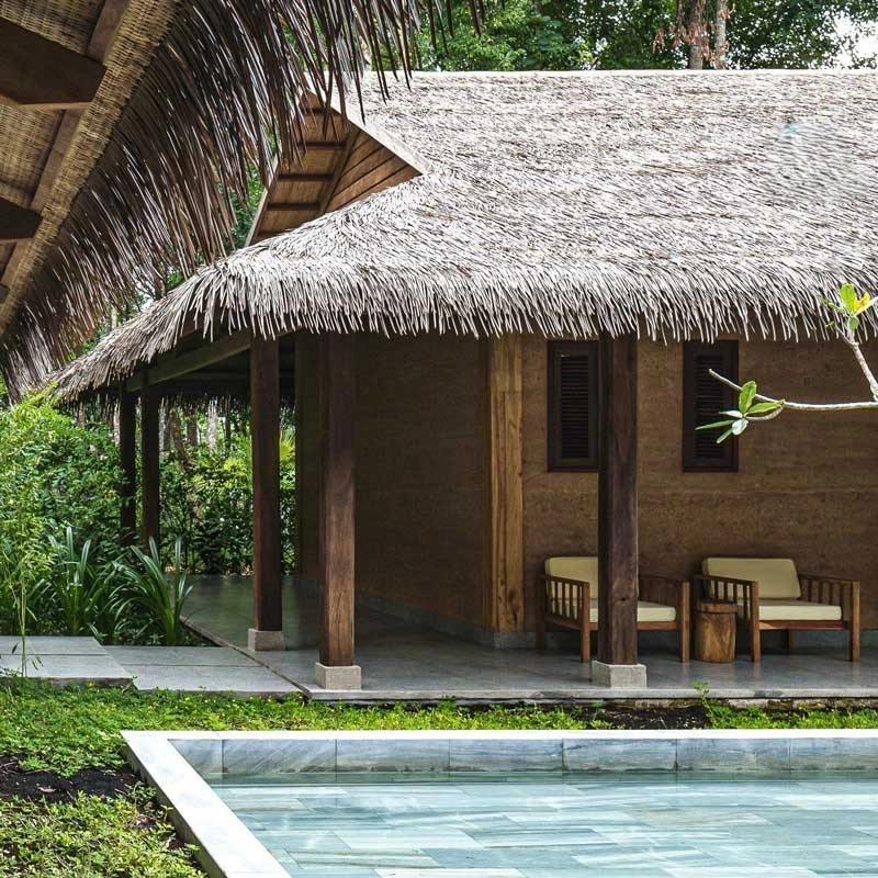 Thư giãn cùng nhà mái lá về đêm lung linh ánh sáng