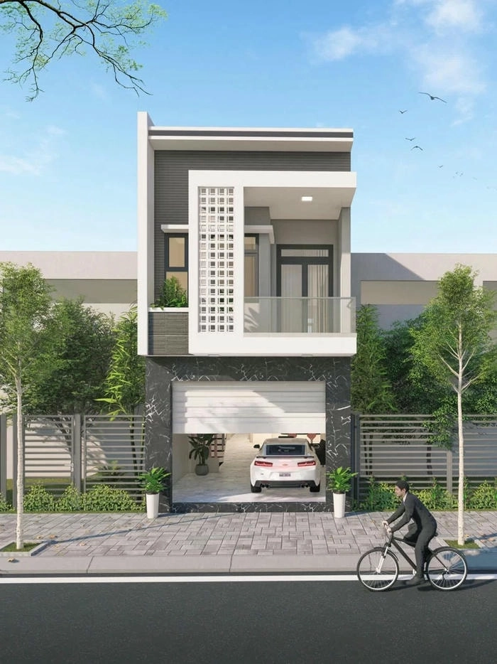 Mặt tiền nhà ống hiện đại Nha Trang nổi bật giữa phố biển