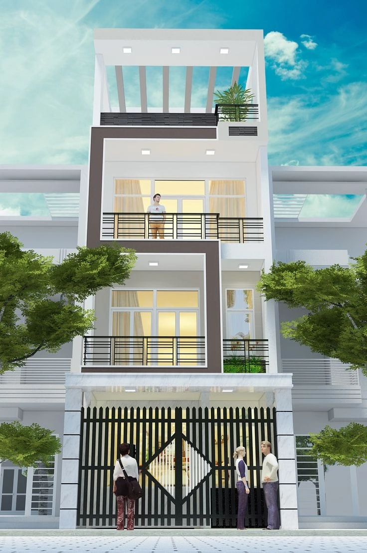 Ngắm phố biển từ ban công nhà ống thoáng đãng và tinh tế