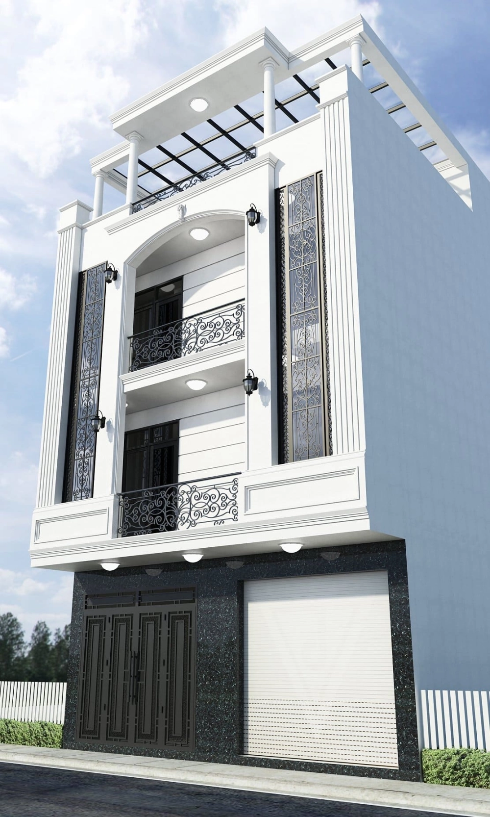 Thiết kế nhà phố hiện đại Sài Gòn với mặt tiền đẹp tinh tế