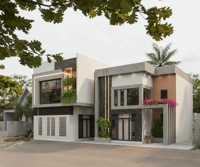 Phong cách kiến trúc nhà phố hiện đại tạo điểm nhấn sang trọng