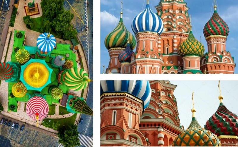 St Basil's Cathedral ban ngày rực rỡ sắc màu