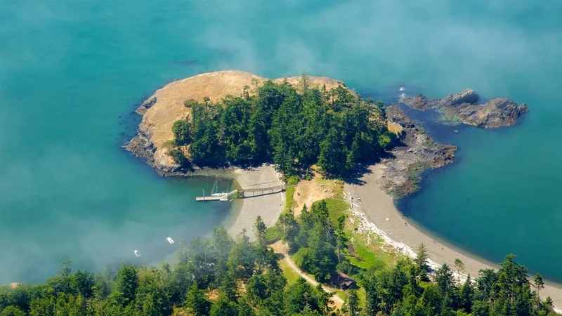 Cảnh biển Seattle xanh mát và bầu trời trong xanh bất tận