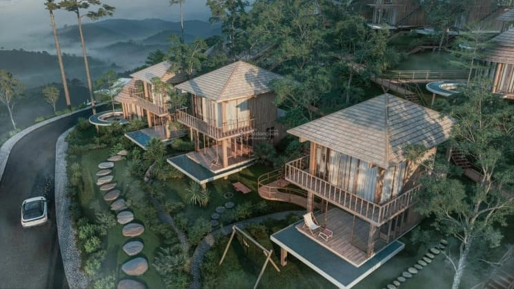 Thưởng thức Sân vườn villa Bảo Lộc xanh mát